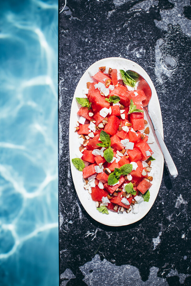 Wassermelonen-Feta-Salat. Sommer-Rezept.